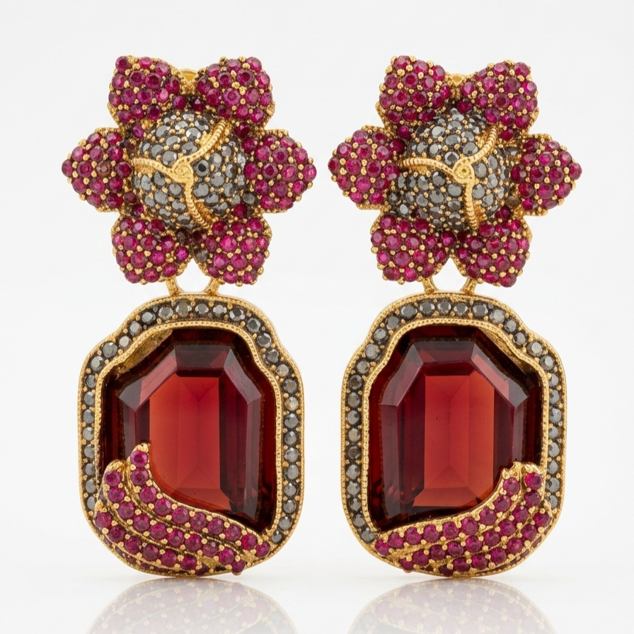 Crimson Floral Drops