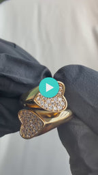 Double Heart Pave Ring
